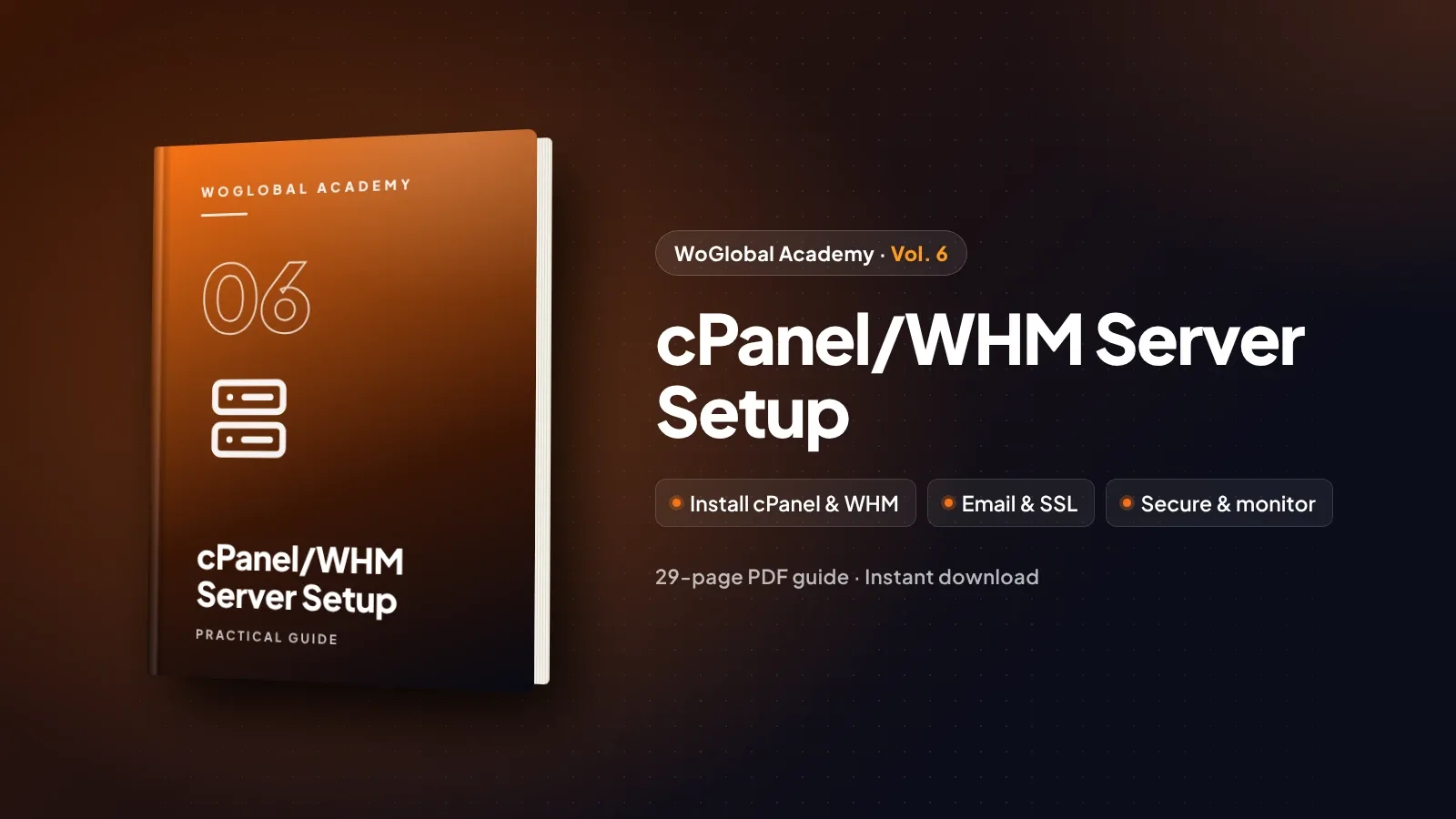 WoGlobal Academy Vol. 6: cPanel/WHM Server Setup ebook cover