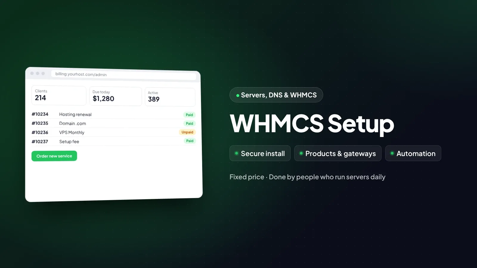 WHMCS Setup by WOGLOBAL