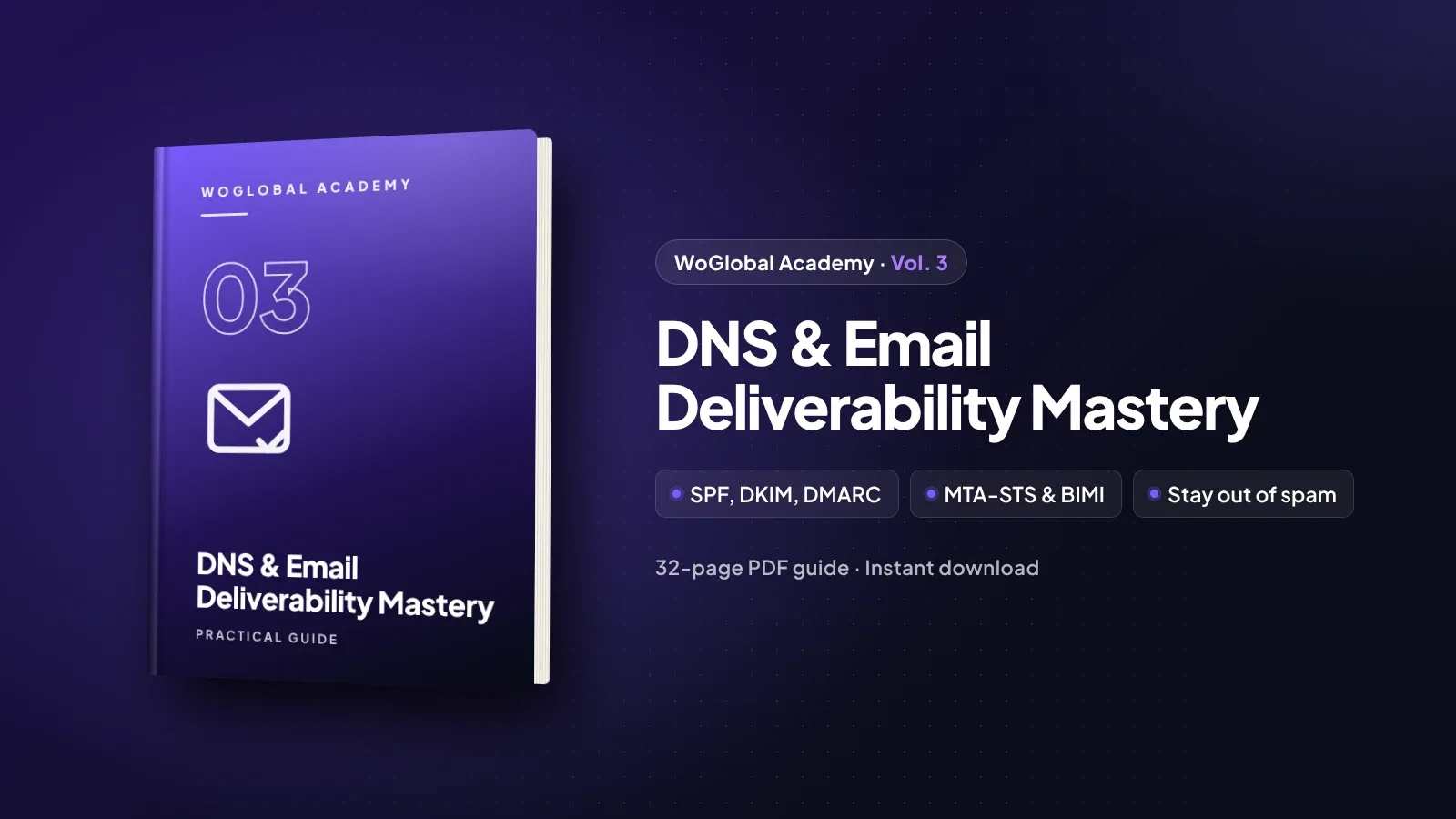 WoGlobal Academy Vol. 3: DNS & Email Deliverability Mastery ebook cover