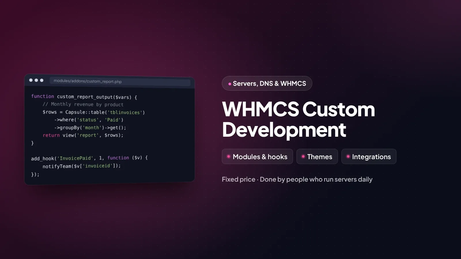WHMCS Custom Development by WOGLOBAL